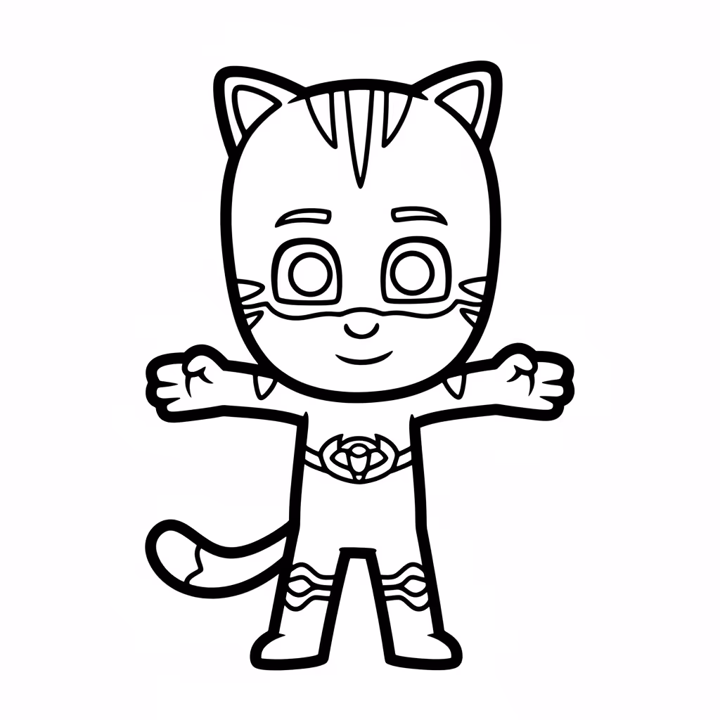 Picture of a printable coloring page showing African PrincessCatboy, level easy