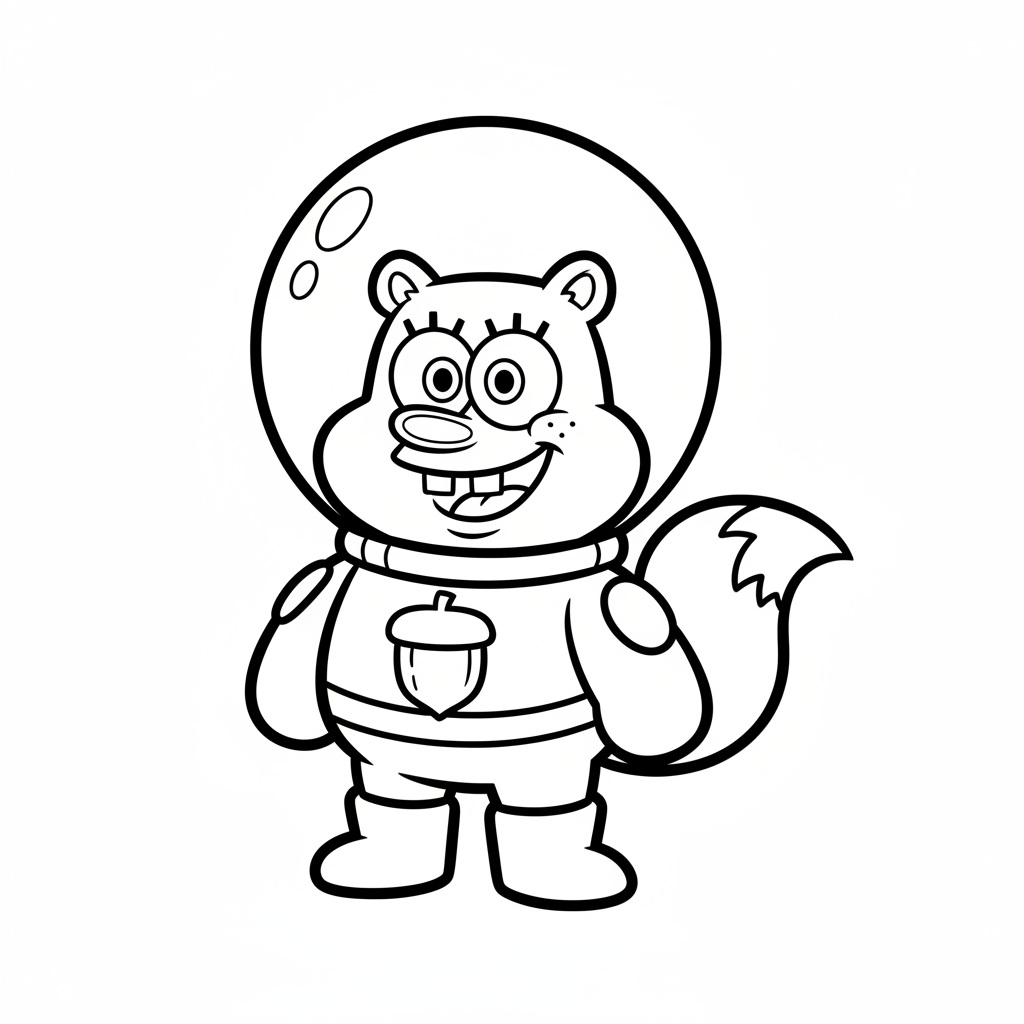 Picture of a printable coloring page showing Sandy Cheeks, level easy