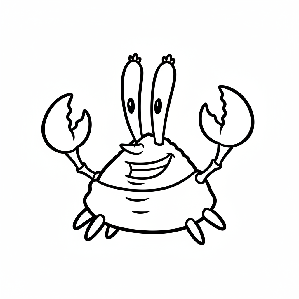 Picture of a printable coloring page showing Mr. Krabs, level easy