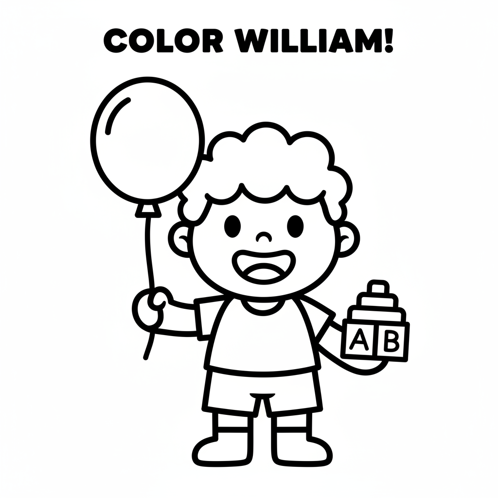 Picture of a printable coloring page showing William, level easy