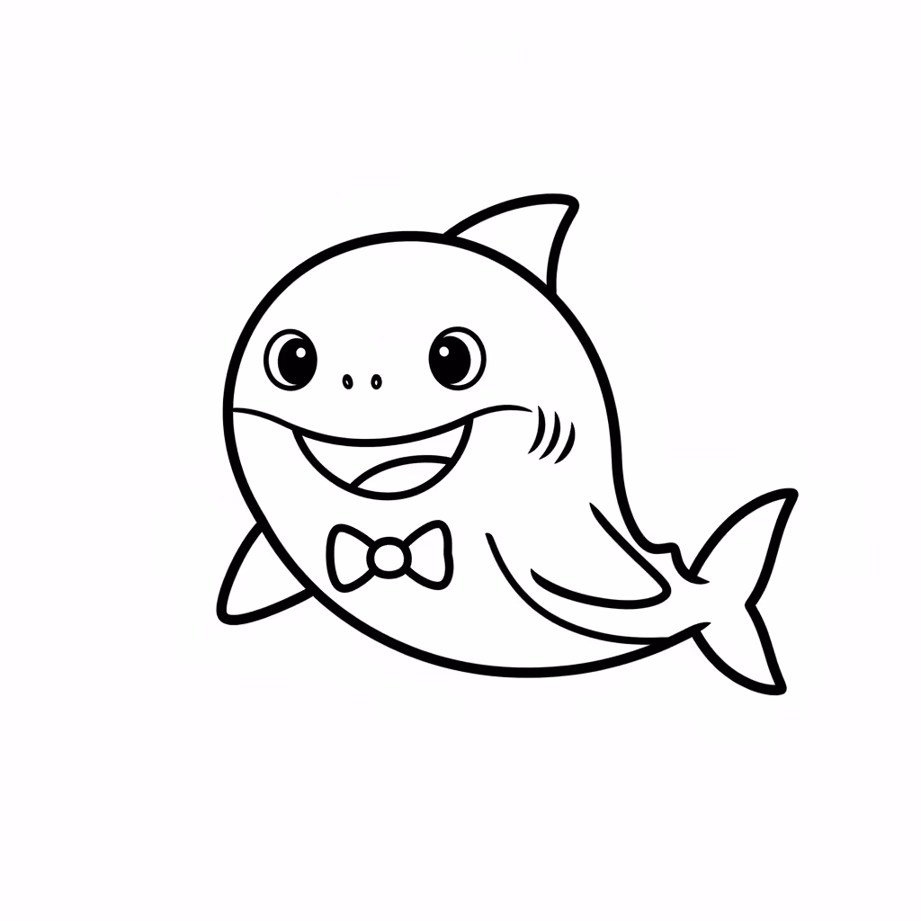 Picture of a printable coloring page showing African PrincessDaddy Shark, level easy