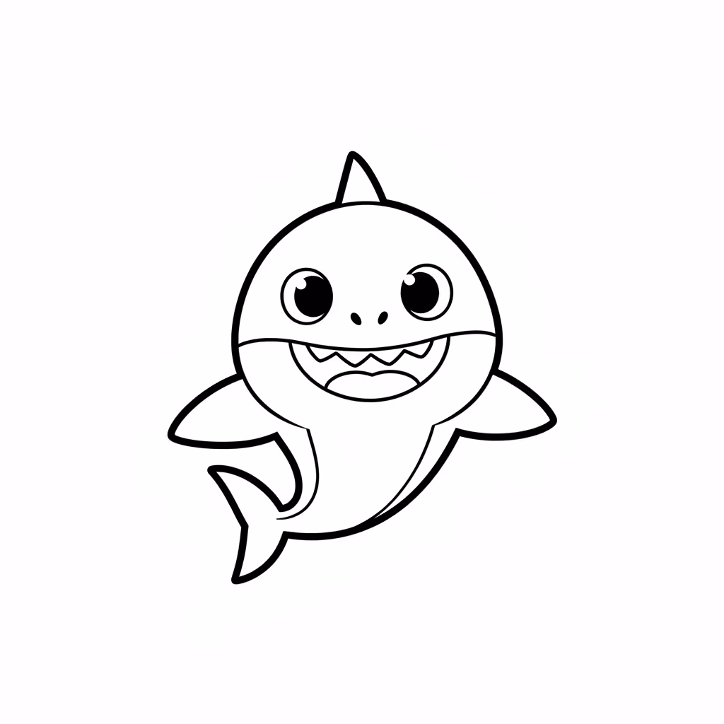 Picture of a printable coloring page showing African PrincessBaby Shark, level easy