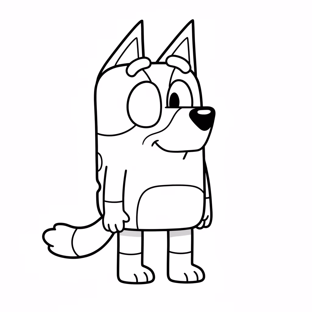 Picture of a printable coloring page showing African PrincessBluey, level easy