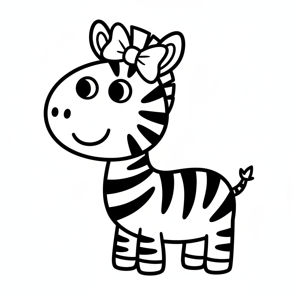 Picture of a printable coloring page showing Zoe Zebra, level easy