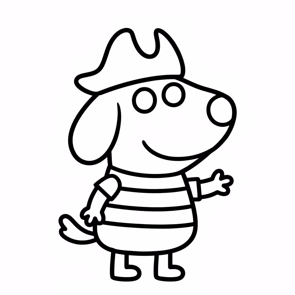 Picture of a printable coloring page showing African PrincessDanny Dog, level easy