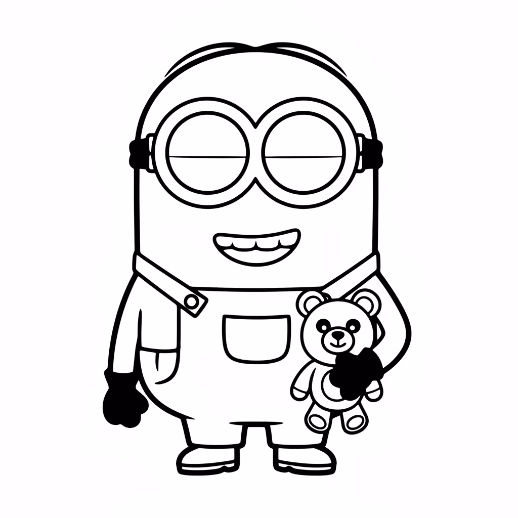 Picture of a printable coloring page showing Bob the Minion, level easy