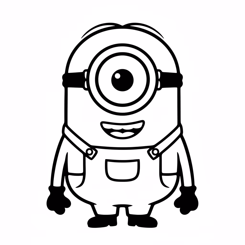 Picture of a printable coloring page showing Stuart the Minion, level easy