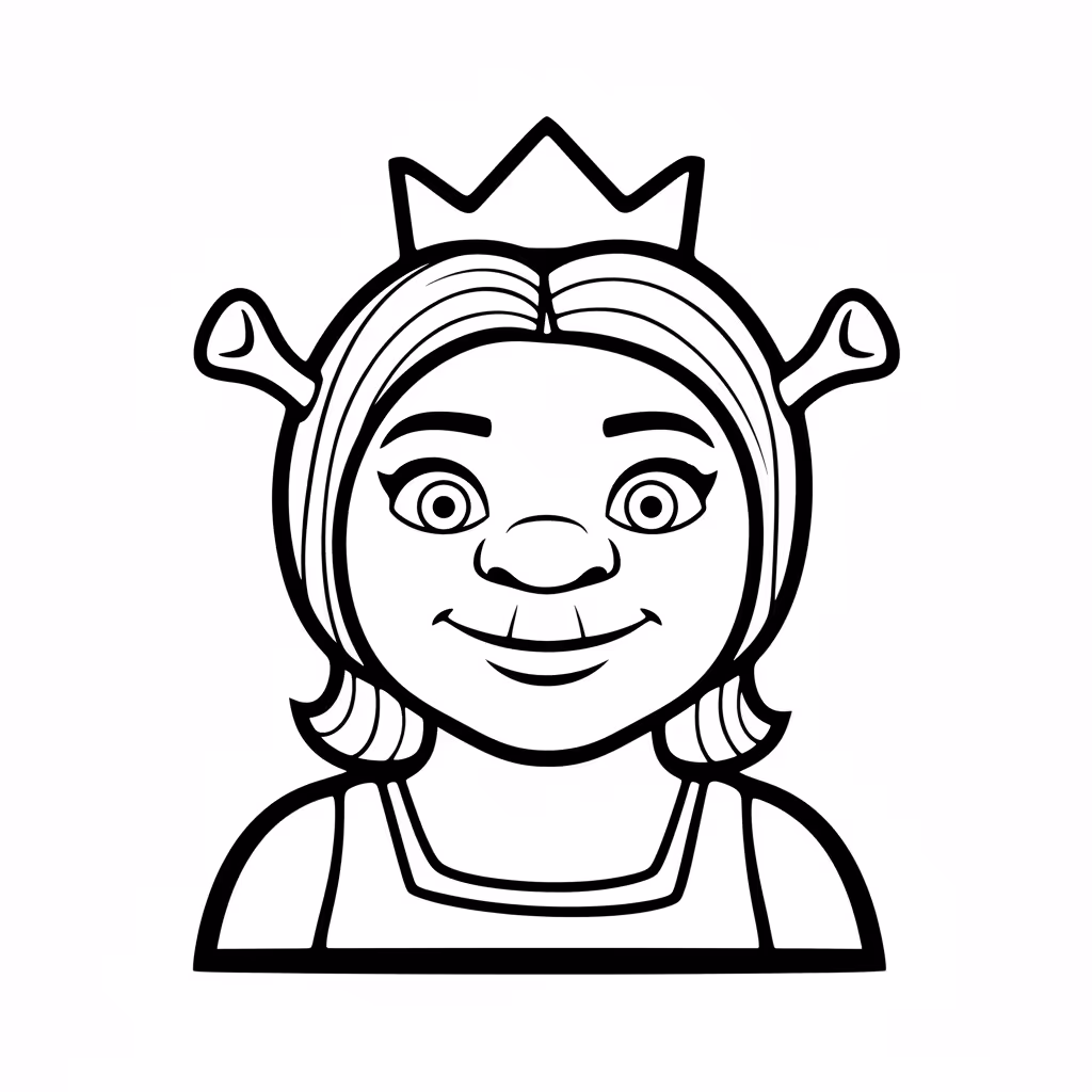 Picture of a printable coloring page showing Fiona, level easy