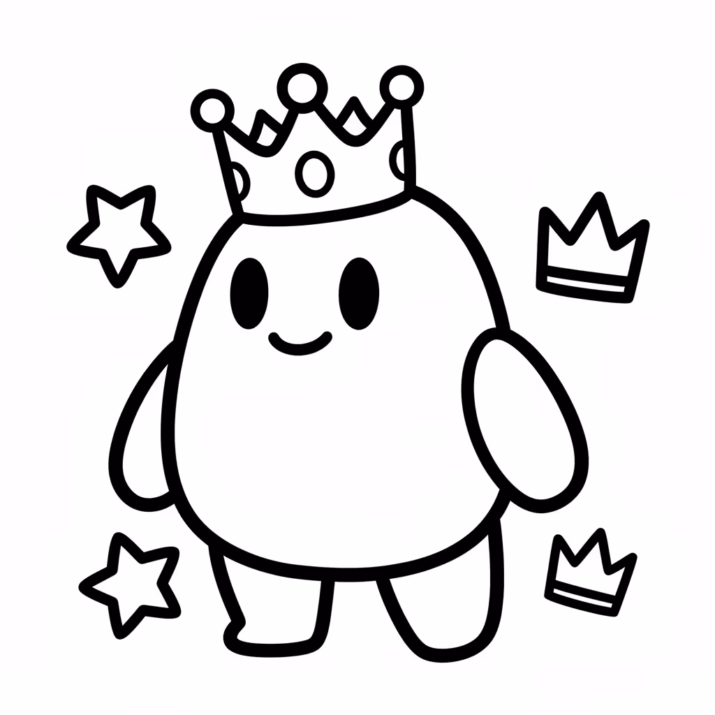 Picture of a printable coloring page showing African PrincessCrown Fall Guy, level easy