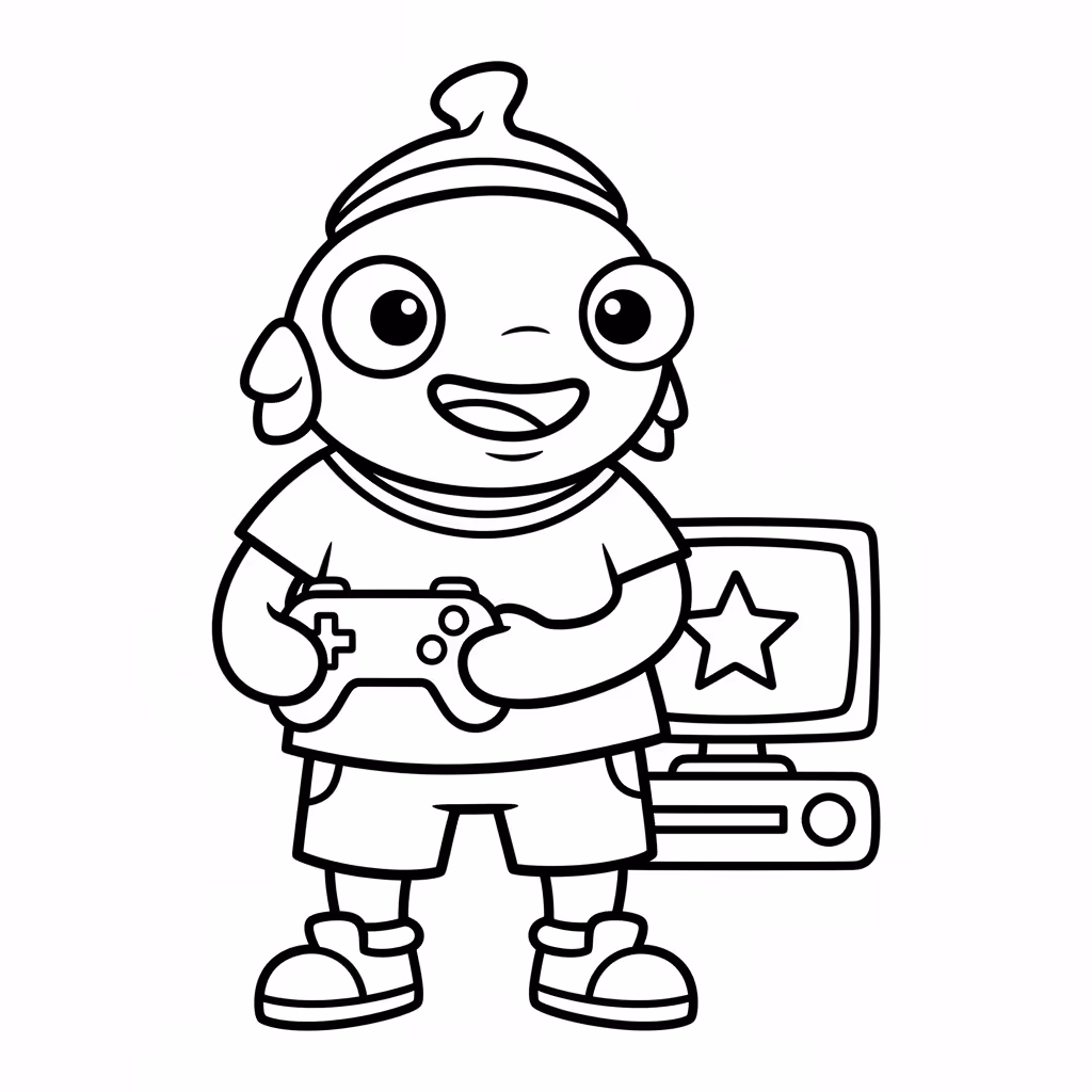 Picture of a printable coloring page showing African PrincessFishstick, level easy