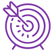Purple target with an arrow hitting the bullseye.