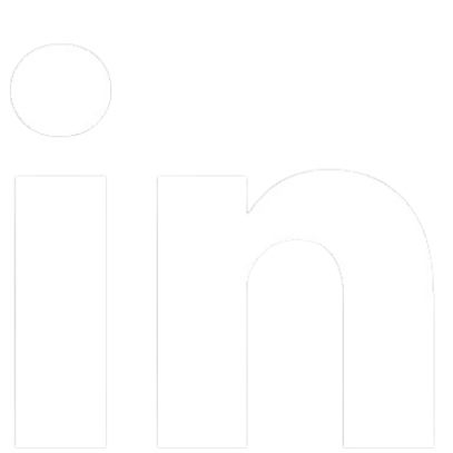 White LinkedIn logo on a black background.