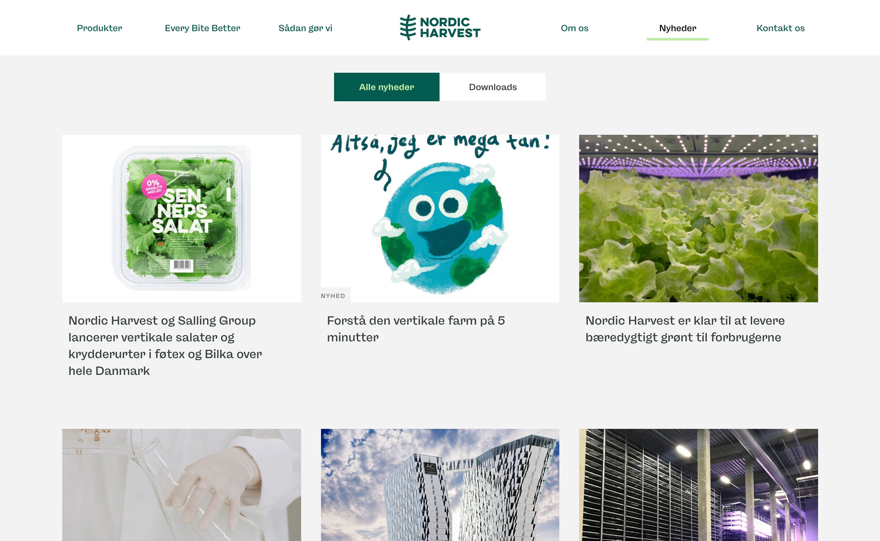 a picture of the new website for nordic harvest