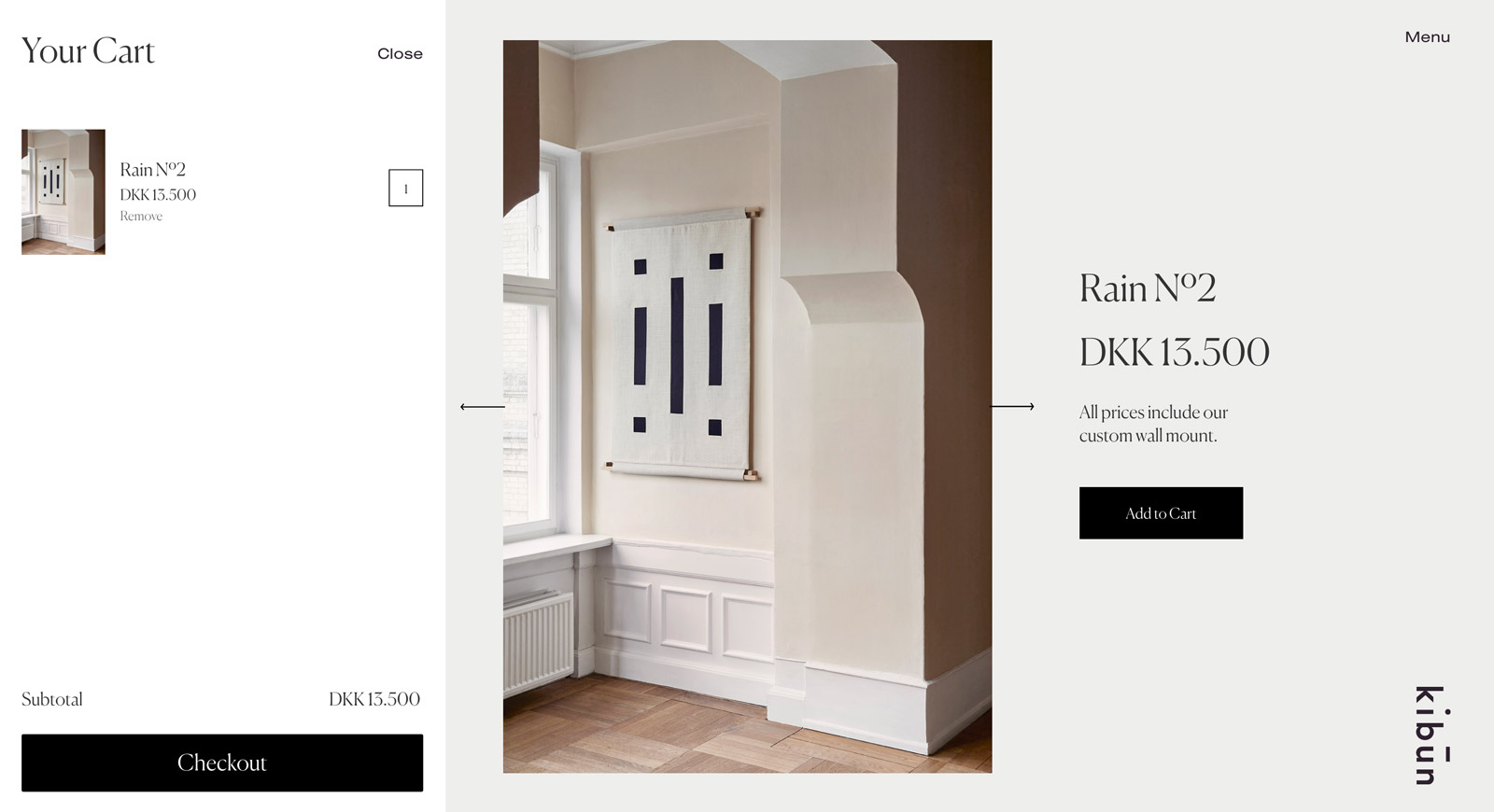 A screenshot of the screenshot of the Kibun webshop