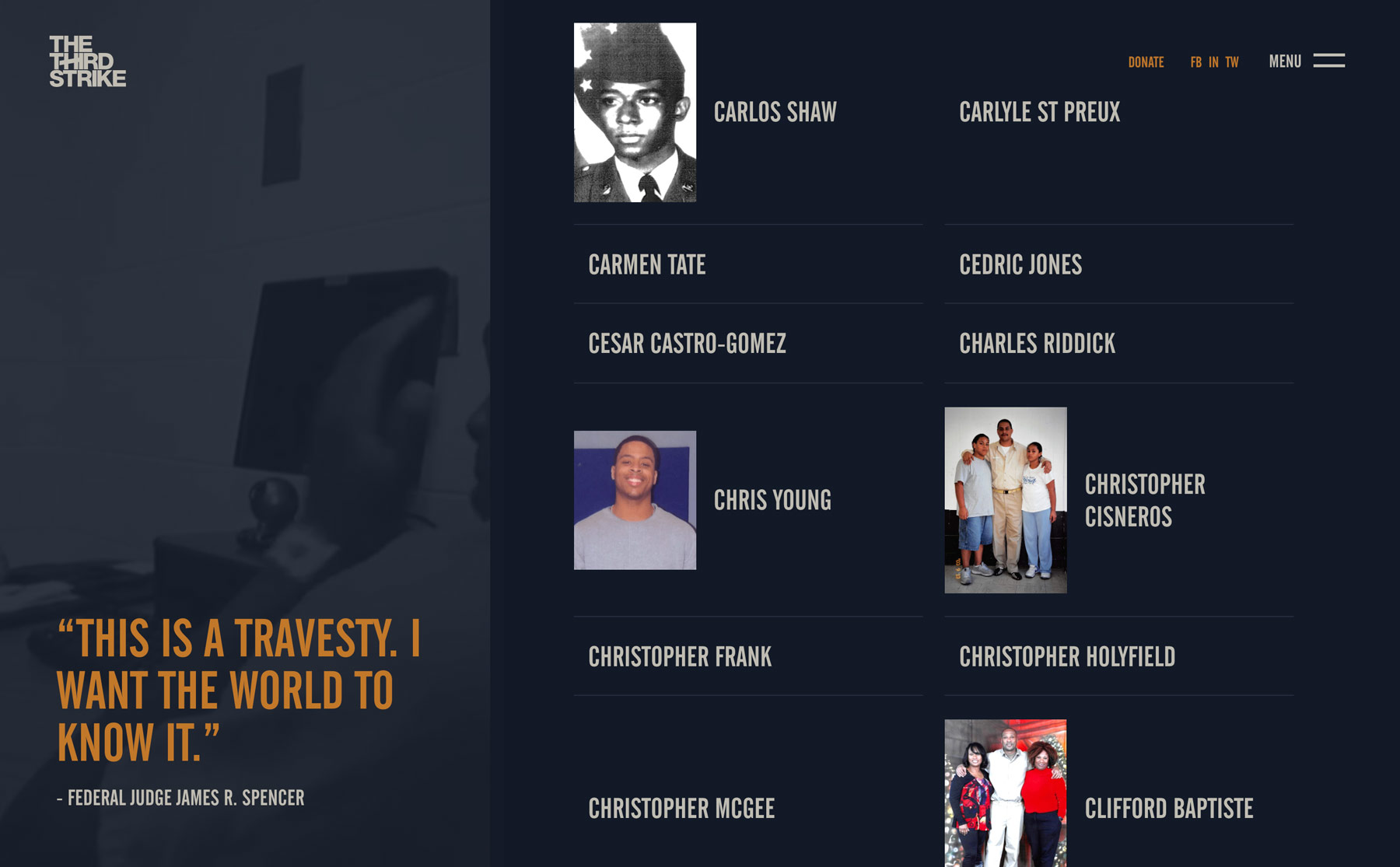 Personal stories on the Third Strike Campaign Website