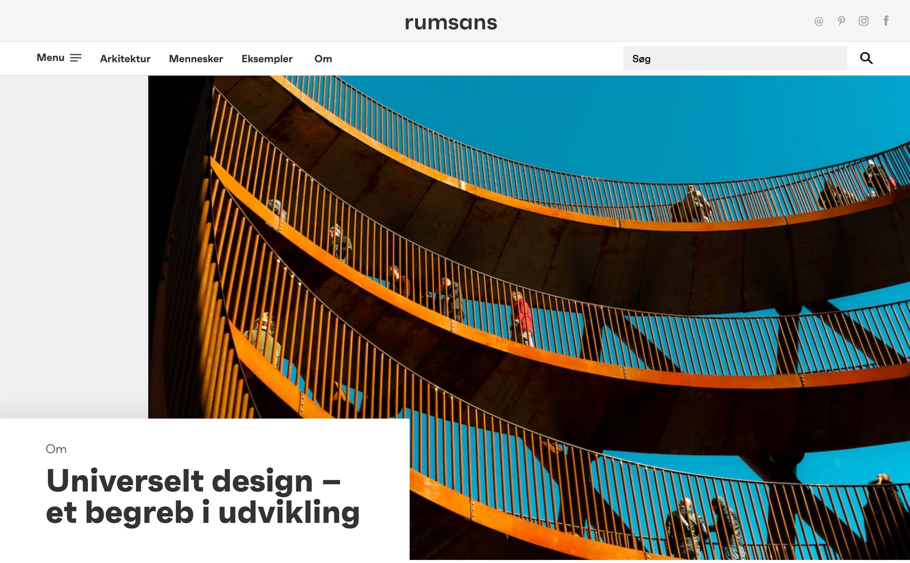 The frontpage of the Rumsans website with navigation menu, pictures and editorial content.