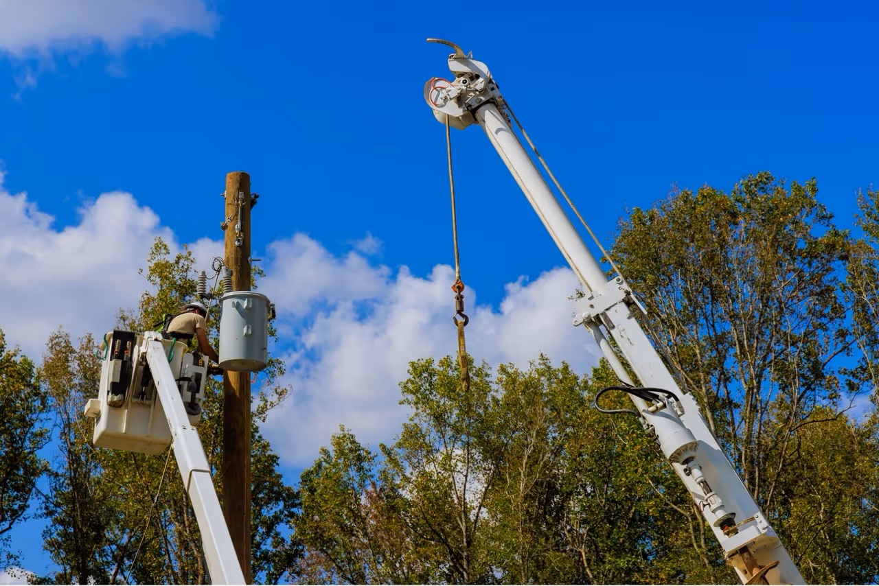 utility worker going through data