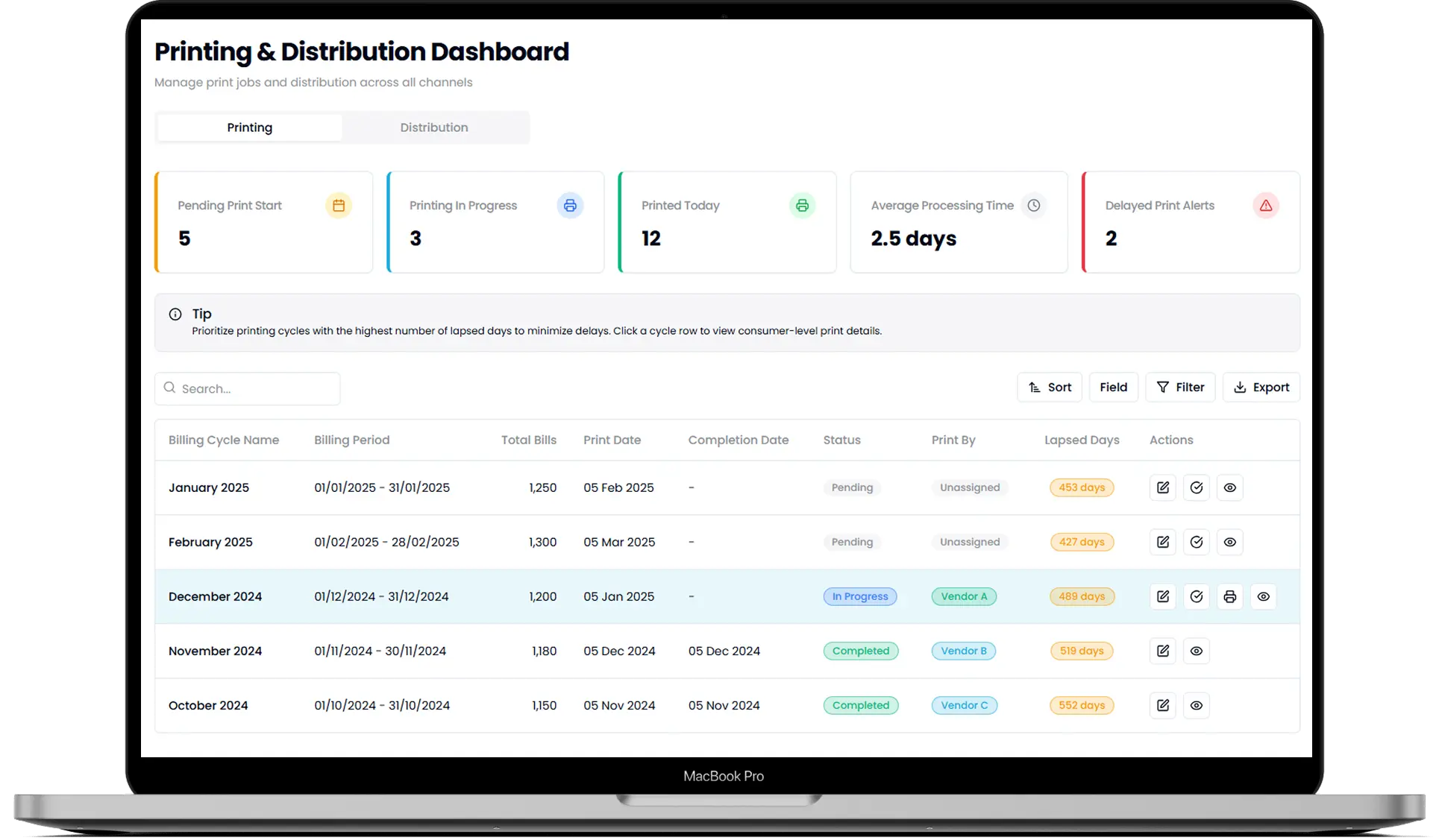 Zero spreadsheet dependency mockup