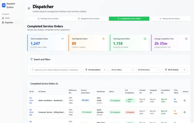 Service order management for utility