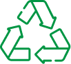 Símbolo de reciclagem verde com três setas formando um triângulo.