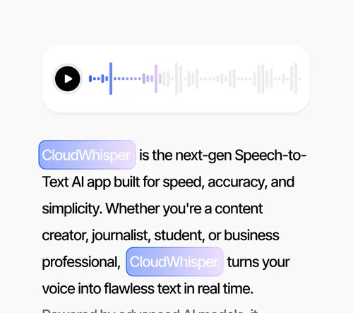 Lightning Fast Speech to Text - CloudWhisper - Webflow Template | BRIX Templates
