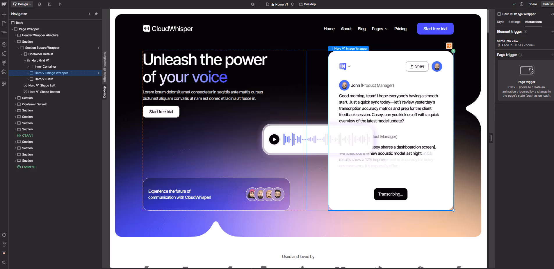 Animations - CloudWhisper - Webflow Template | BRIX Templates