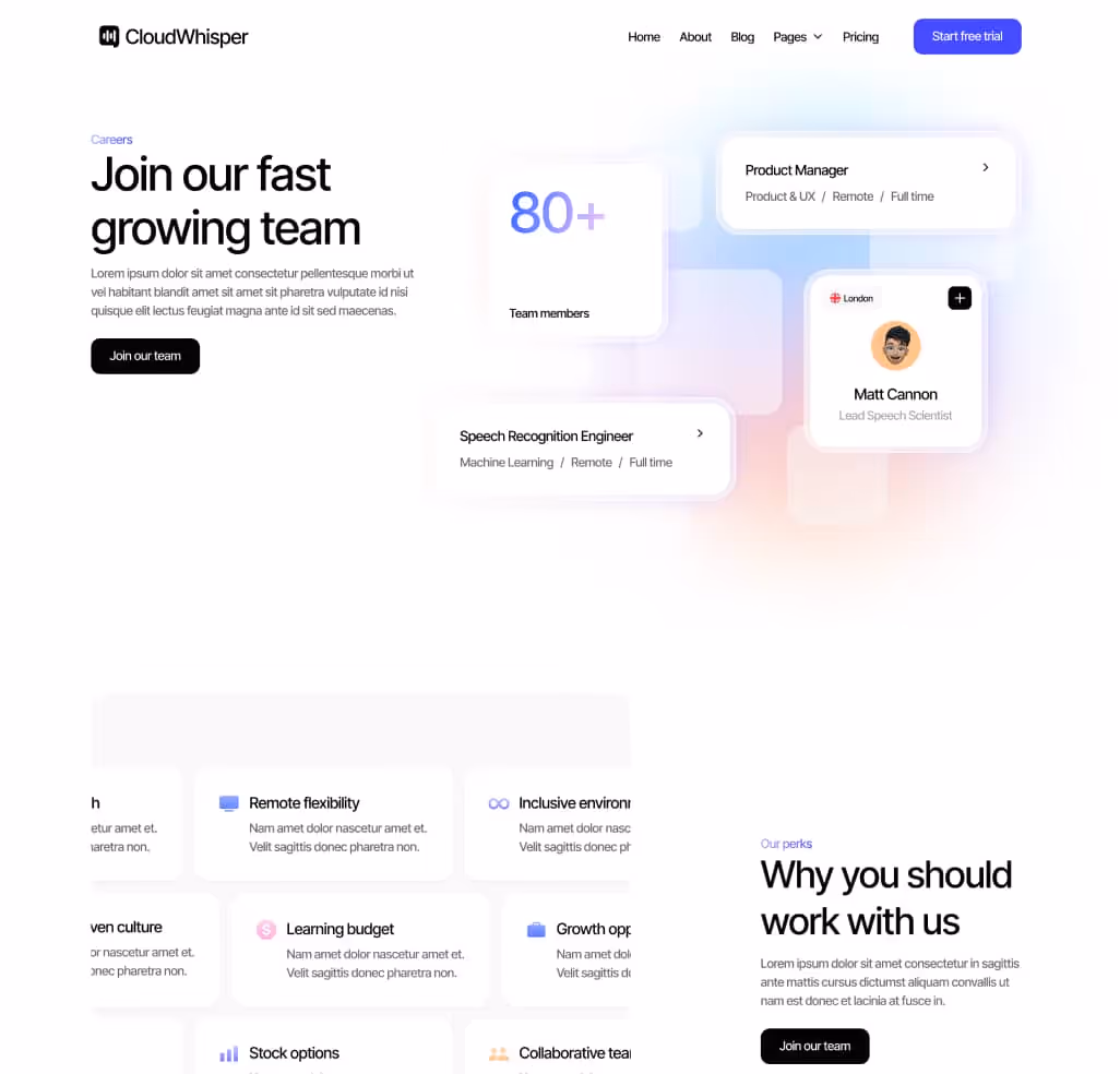 Careers Page - CloudWhisper - Webflow Template | BRIX Templates
