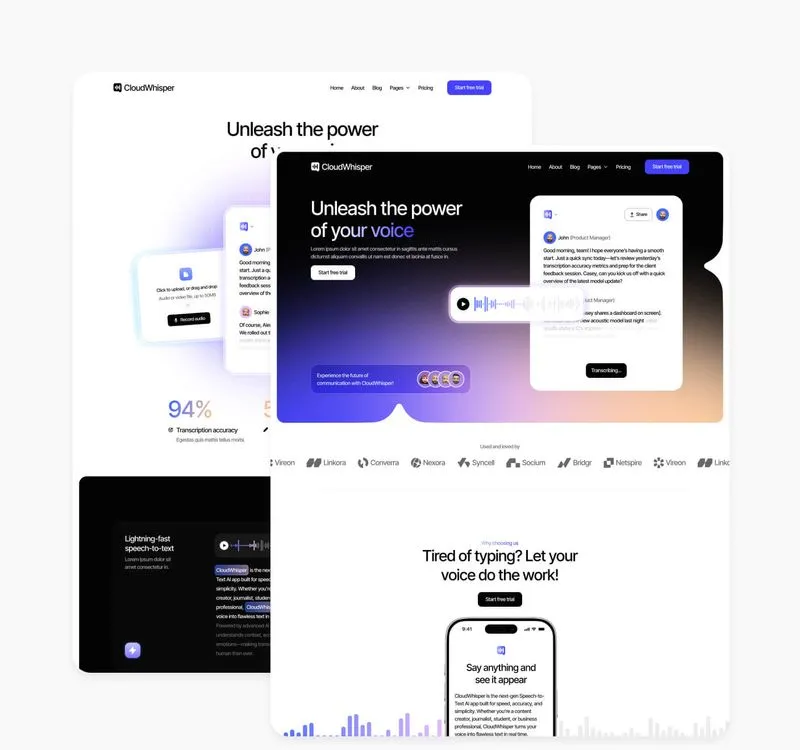Cloudwhisper - 22+ Pages Included - Speech To Text App Template