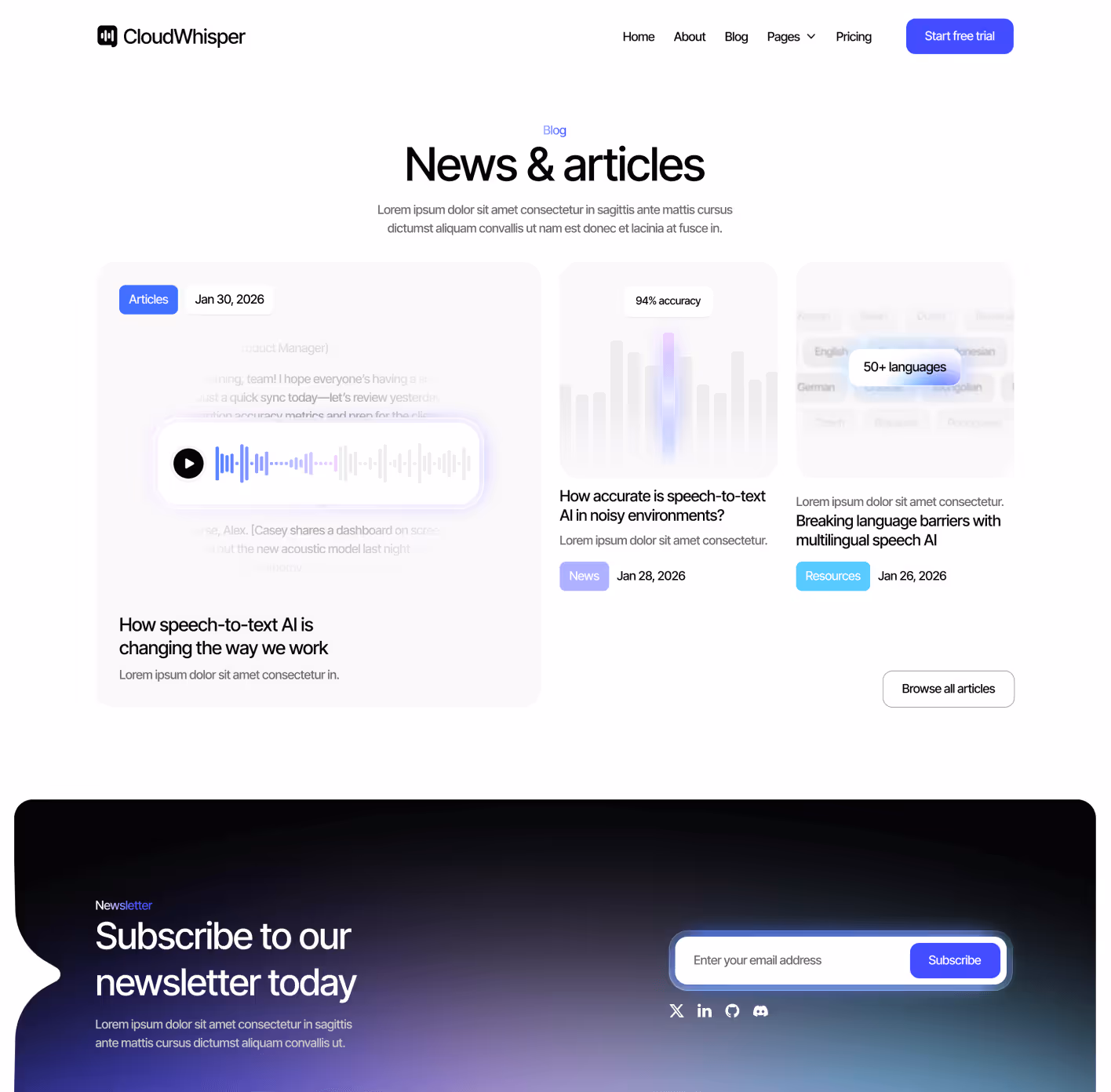CloudWhisper - Blog V1 Page - Speech To Text App Webflow Template