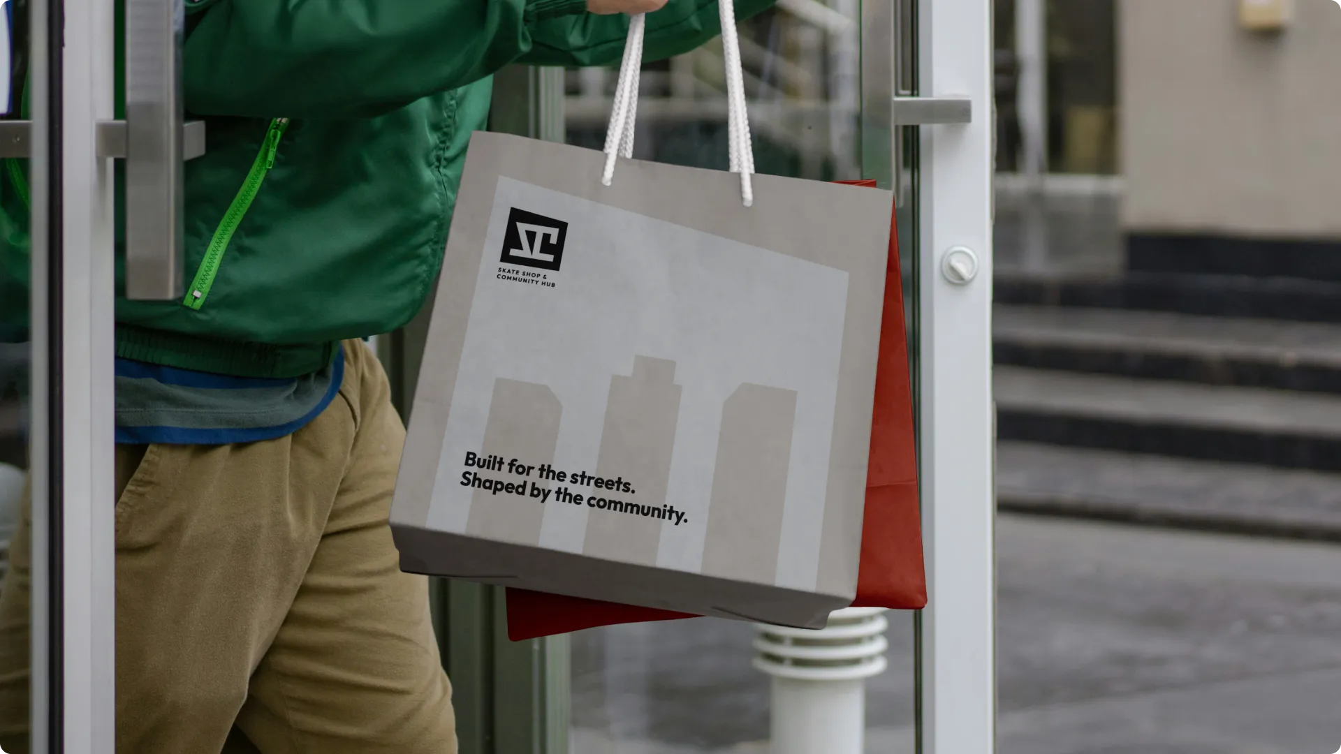 Shred City branded shopping bag with logo and tagline