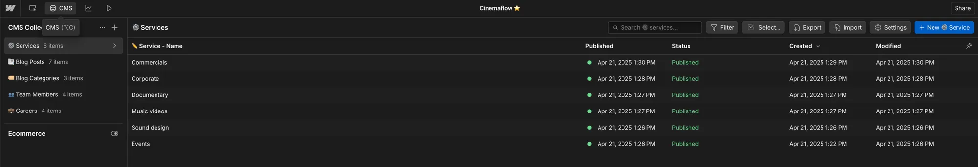 CMS - Cinemaflow Webflow Template