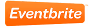 Eventbrite logo in white text on orange rectangular background with rounded edges.