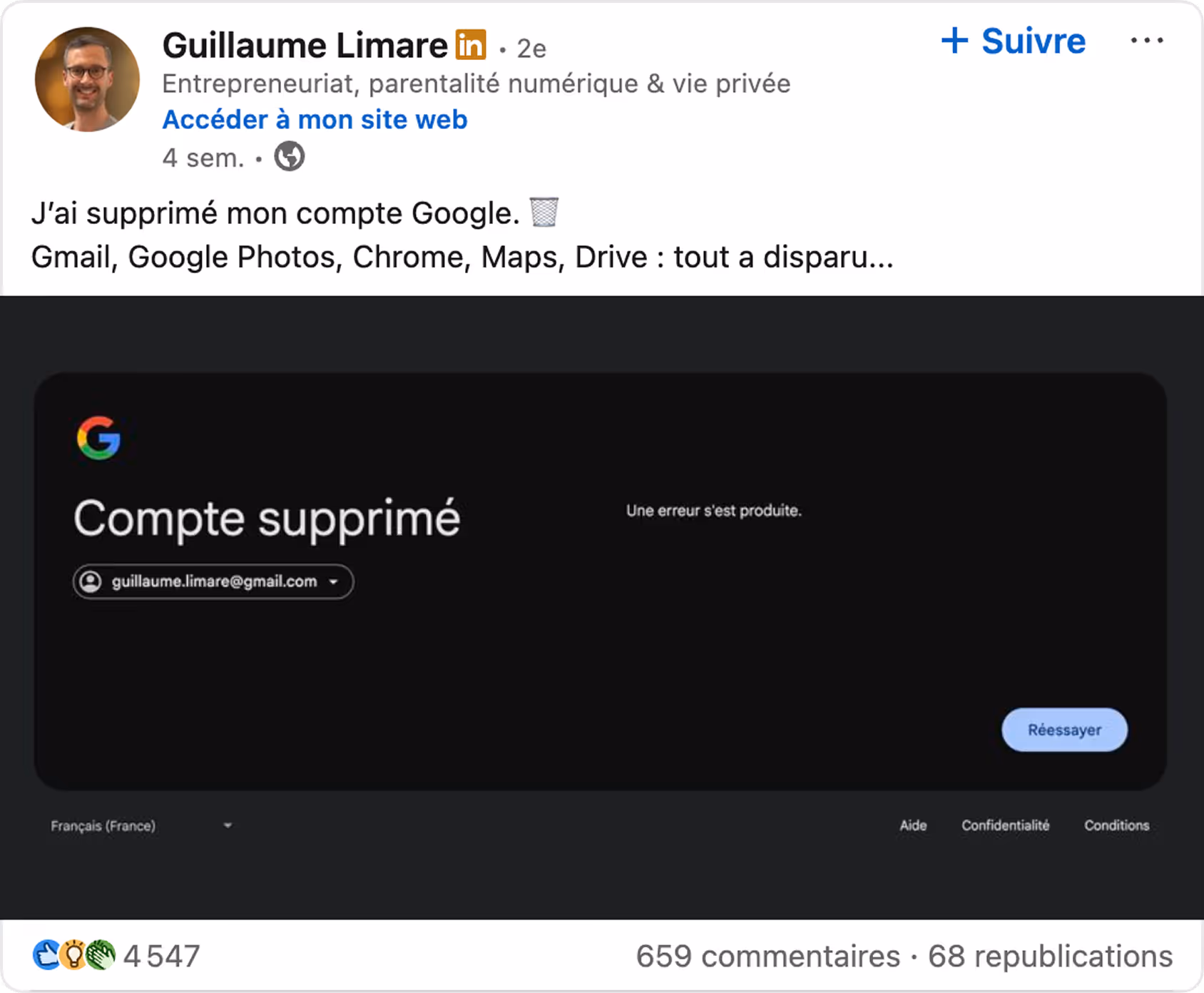 Linker - Agence LinkedIn Paris - exemple de posts LinkedIn pour startup founder