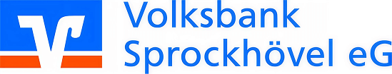 Volksbank Sprockhövel eG Logo mit blauem Schriftzug und ikonischem Symbol auf weißem Hintergrund.