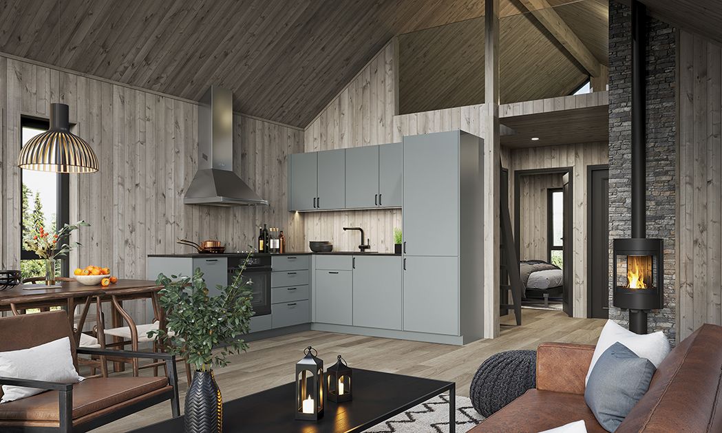 Interiør i moderne norsk hytte