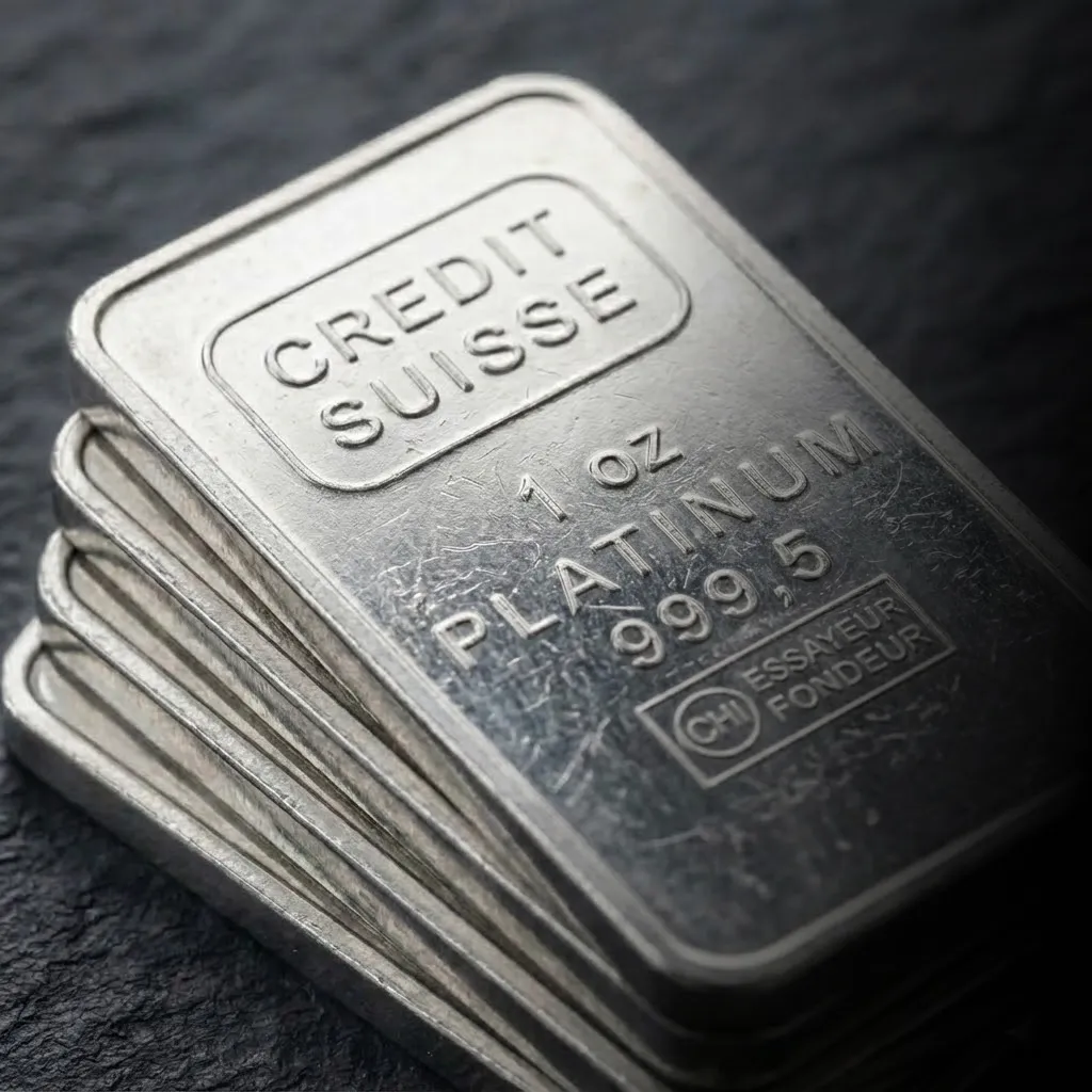 Lingots de platine Credit Suisse d'une once, métal précieux 999,5 acheté comptant