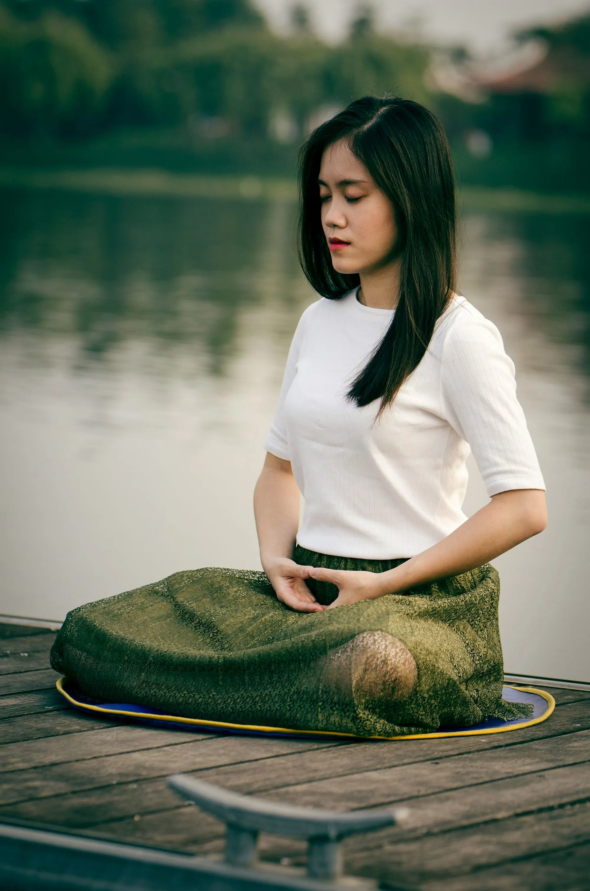 Woman meditating.
