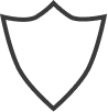 Simple black shield outline with a pointed bottom and indented top edges on white background.