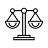 Black line icon of balanced scales symbolizing justice and ethics.