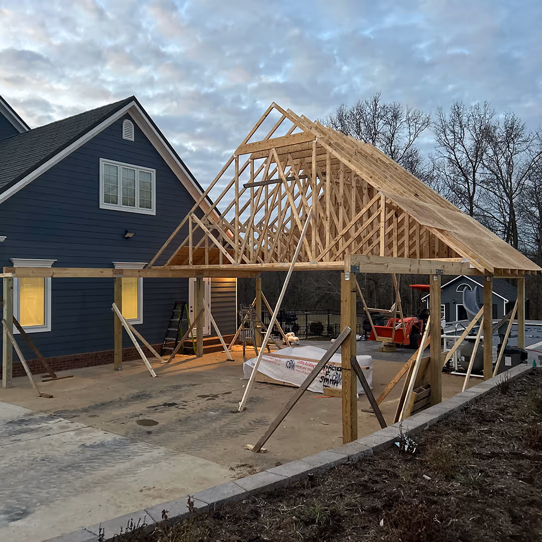 Custom garage build and exterior construction by Manibilt Construction Inc in Crossville, Tennessee