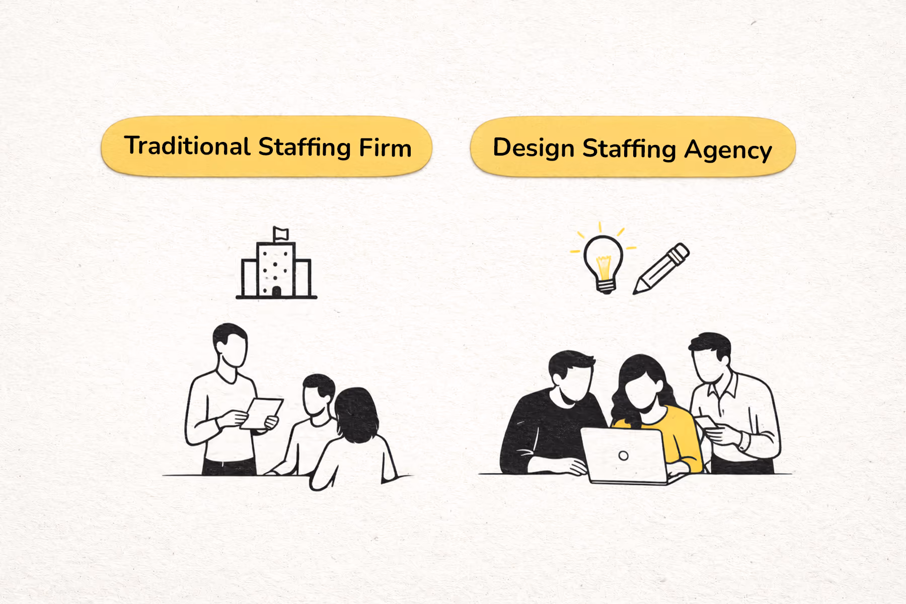 Designer staffing agency vs traditional staffing firm SLA comparison