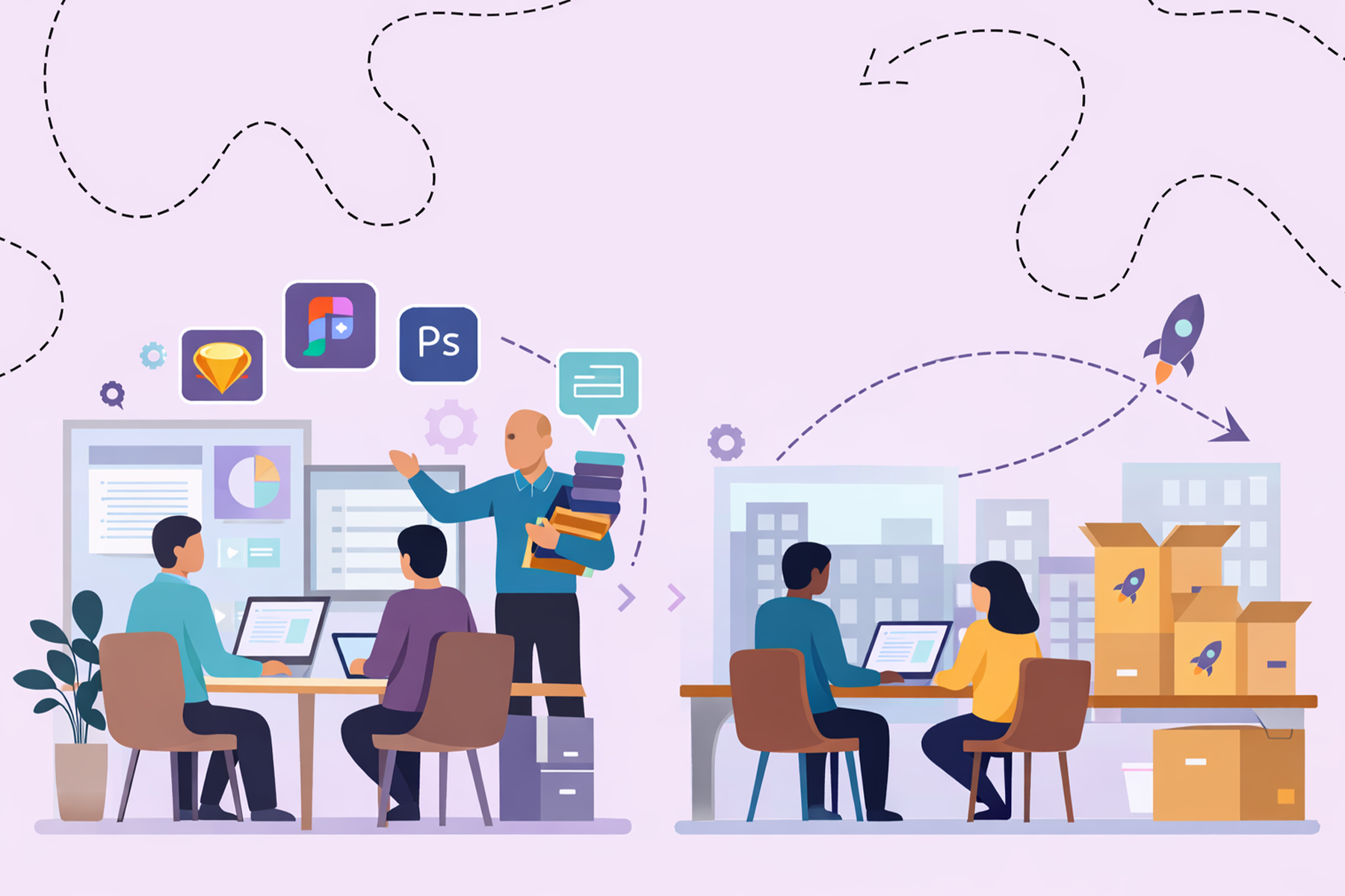 UX staff augmentation model showing agency covering equipment, tools, and training