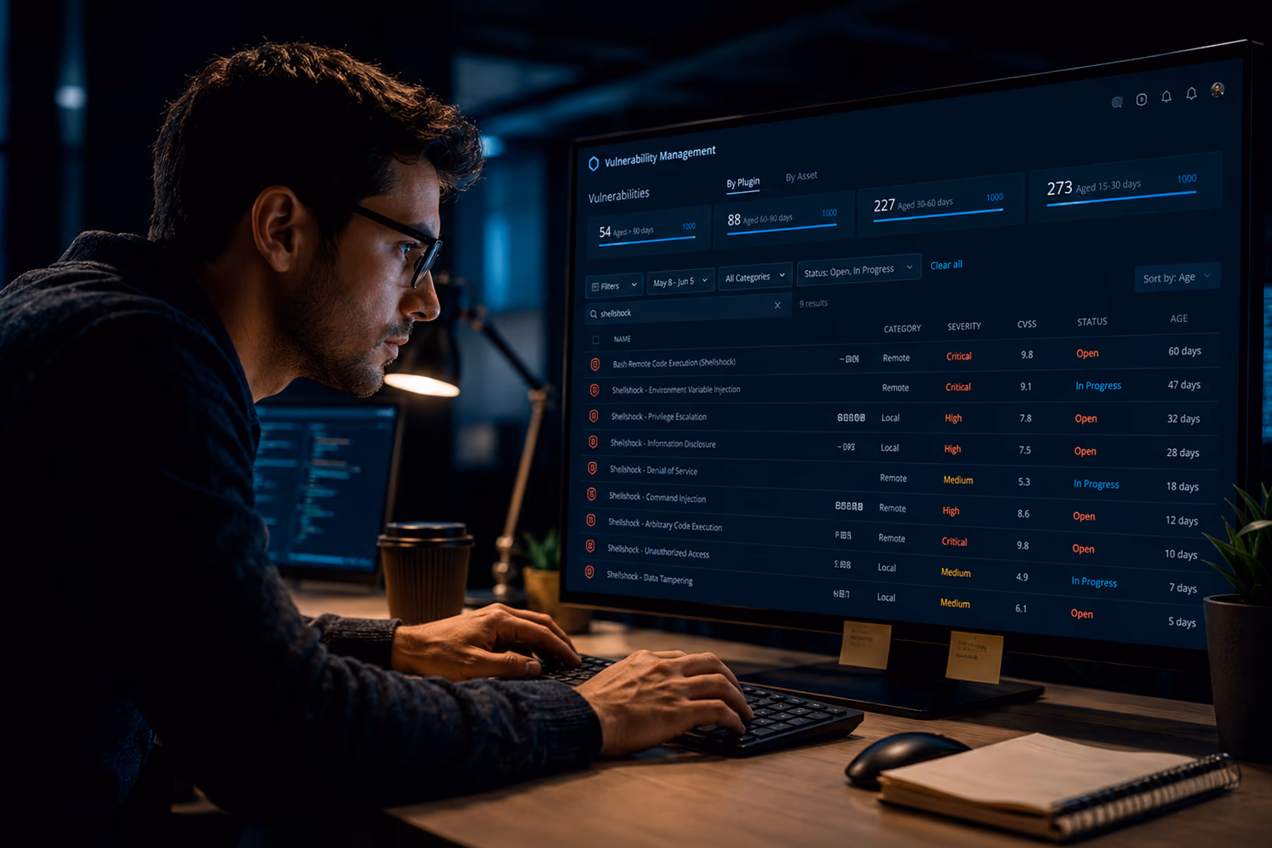 Data analyst using enterprise dashboard in investigation mode with multiple active filters and real-time search results