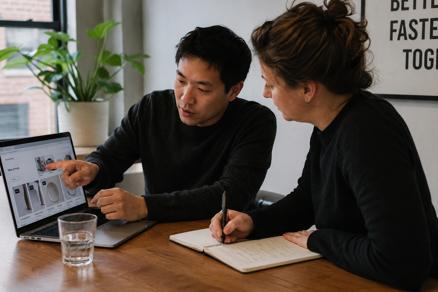 UX researcher conducting in-person user research session with participant and handwritten notes