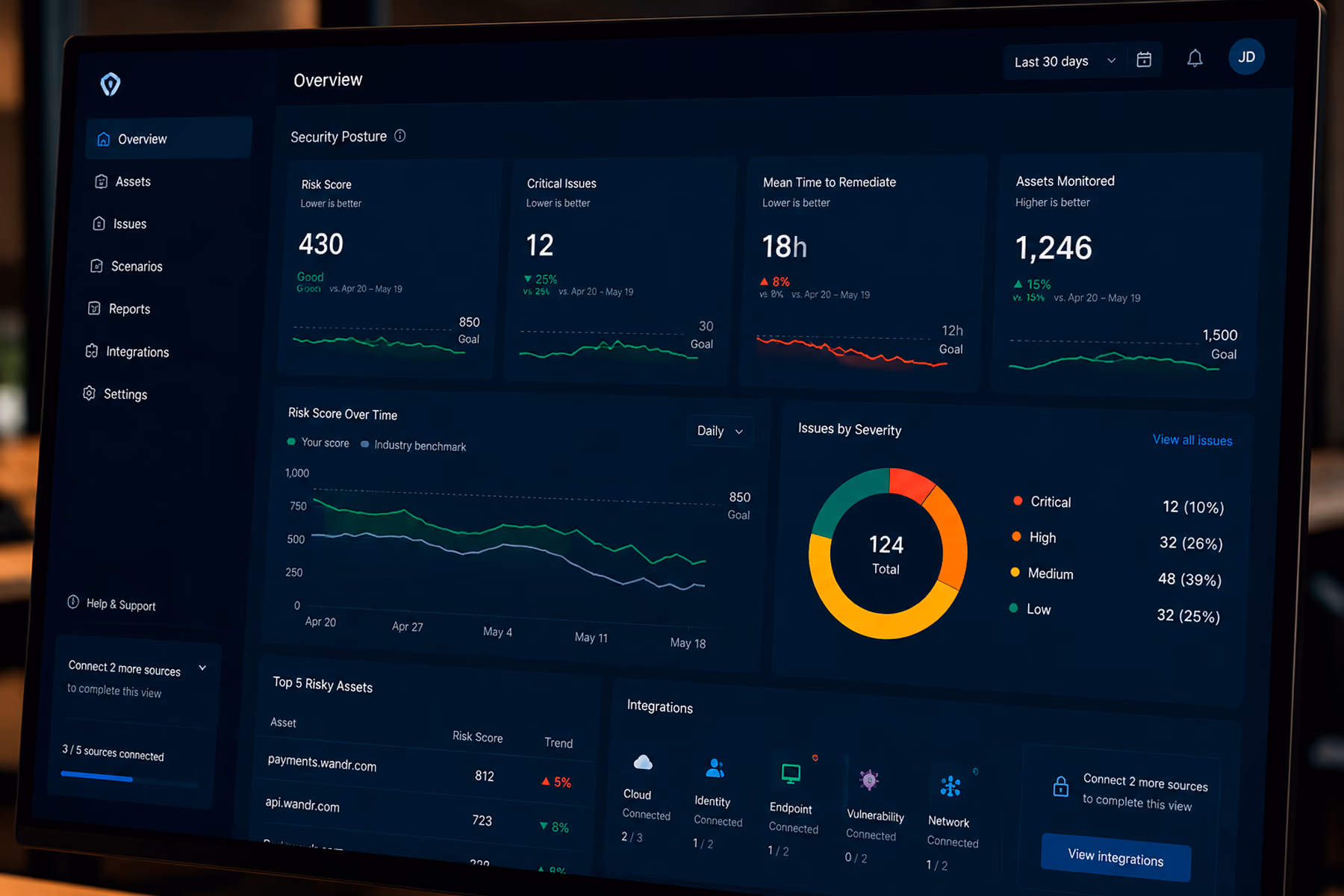 SaaS dashboard showing metric framing with trend indicators and contextual expansion trigger for feature adoption