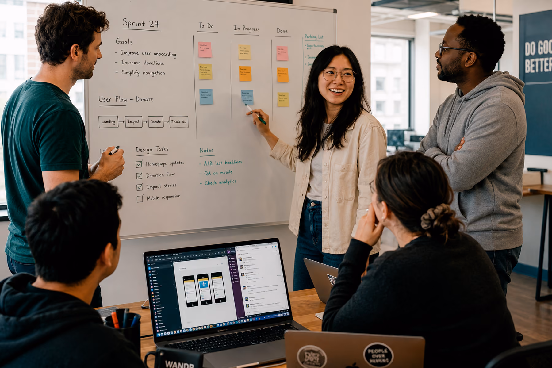 Senior UX designer fully integrated into sprint planning session on first day of staff augmentation engagement