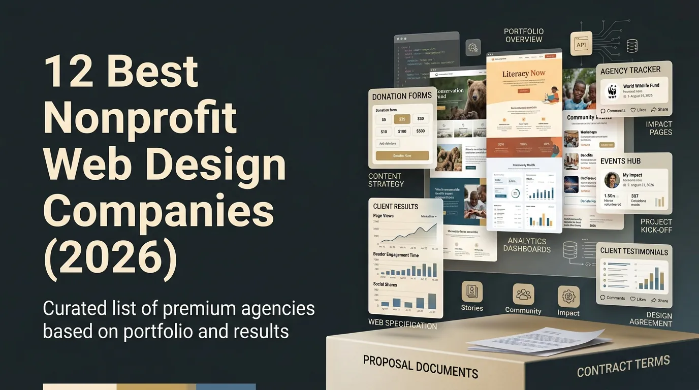 Homepage screenshots from ten nonprofit web design agencies
