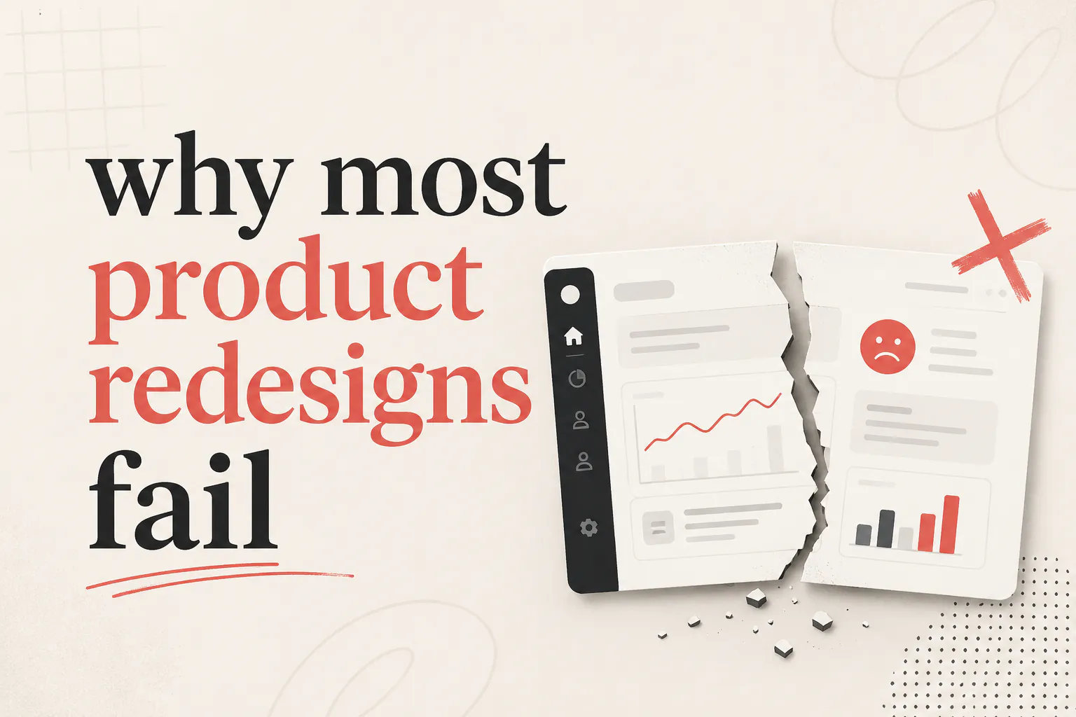 WANDR cover graphic for "Why most product redesigns fail before the first screen is drawn"