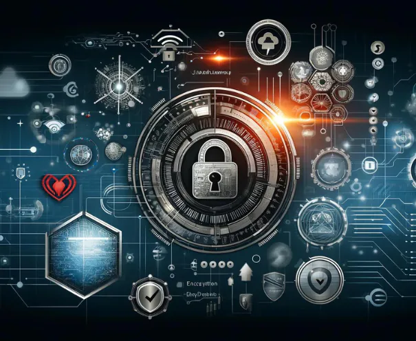 Product design for cybersecurity workflow showing a SOC analyst dashboard, research notes, and secure-by-default interface components on a dark screen.