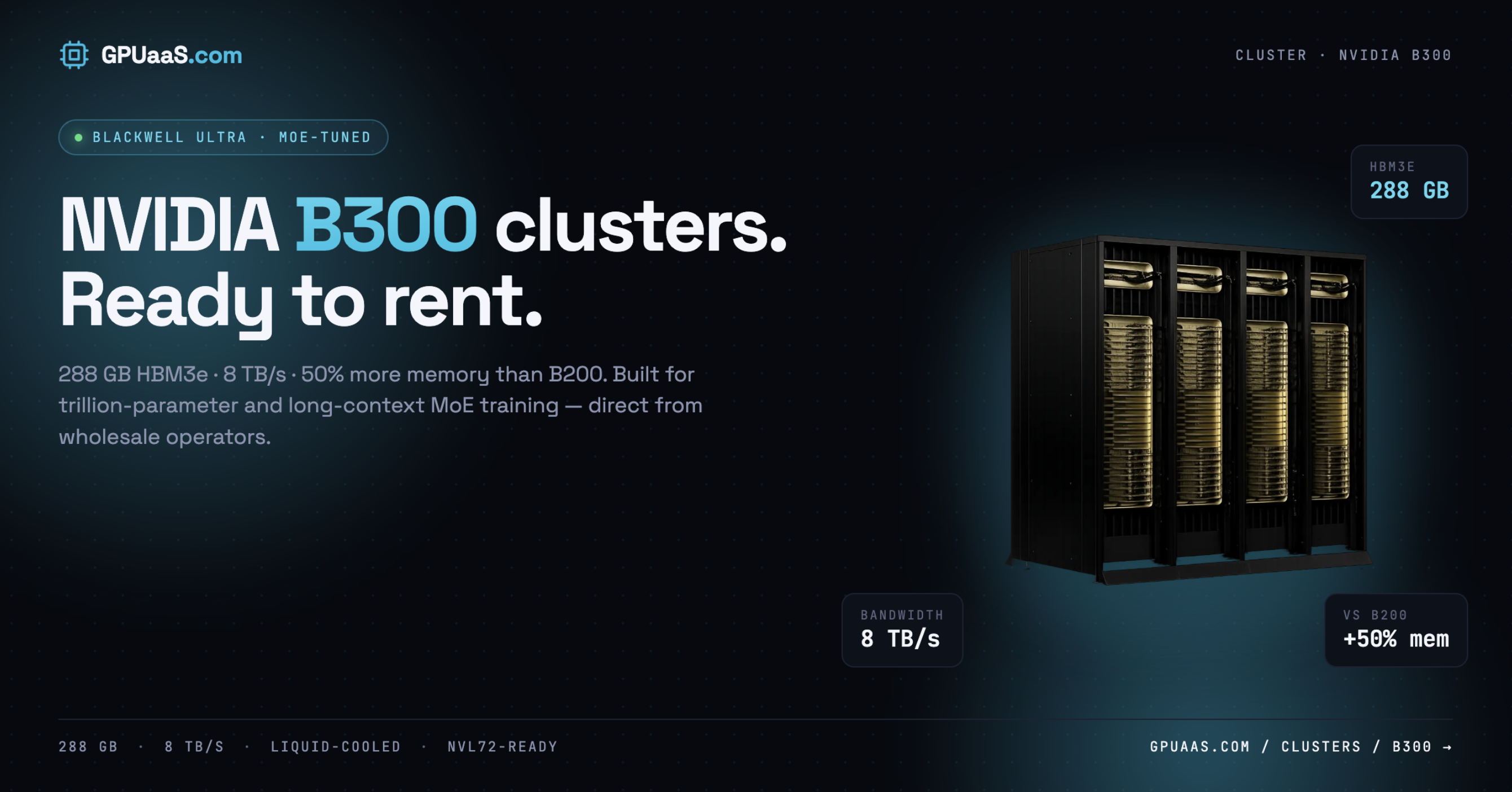 B300 GPU Clusters: Wholesale Quotes in Hours | GPUaaS.com